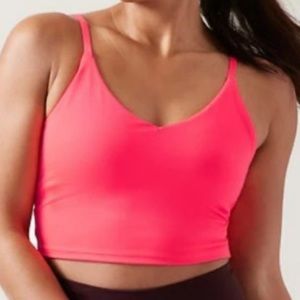 Athleta Elation V-Neck Crop A-C - Medium - Coralade (NWT) neon coral sports bra
